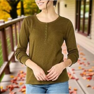 NWT Sonoma 1X olive long sleeve Henley